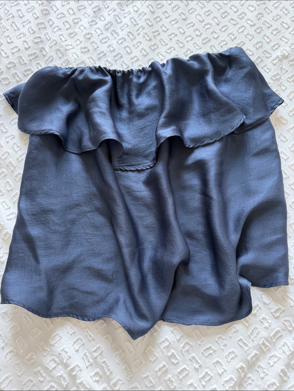 NWT la miel Strapless Ruffle Satin Top